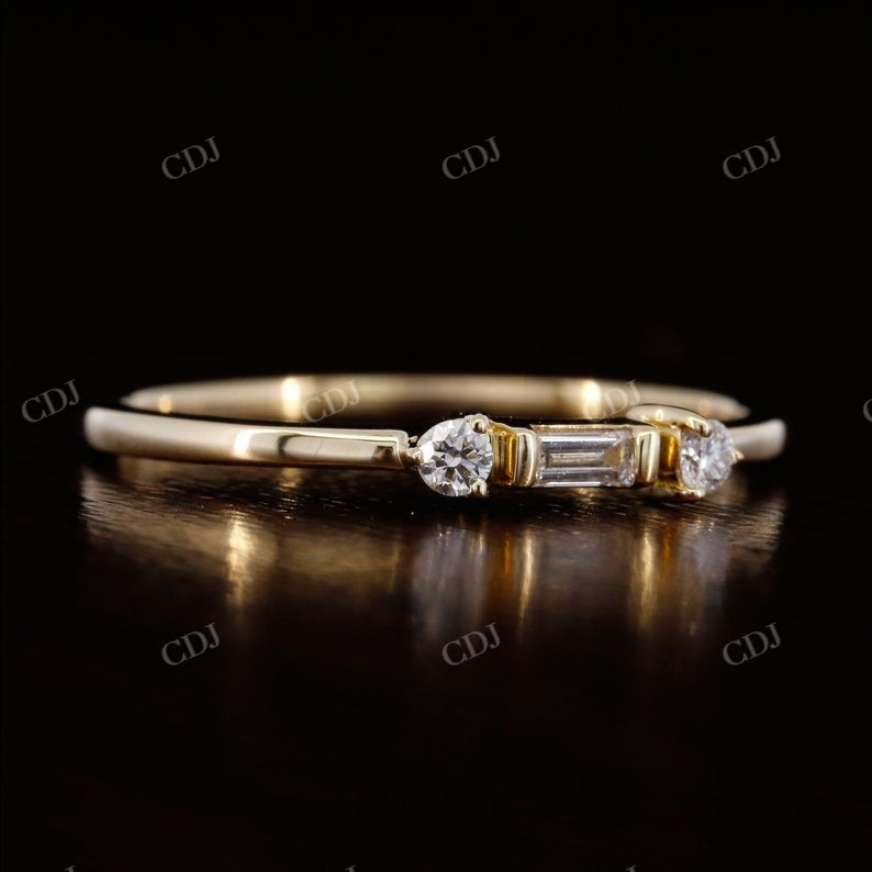 Three Stone Round And Baguette Natural Diamond Band  customdiamjewel   