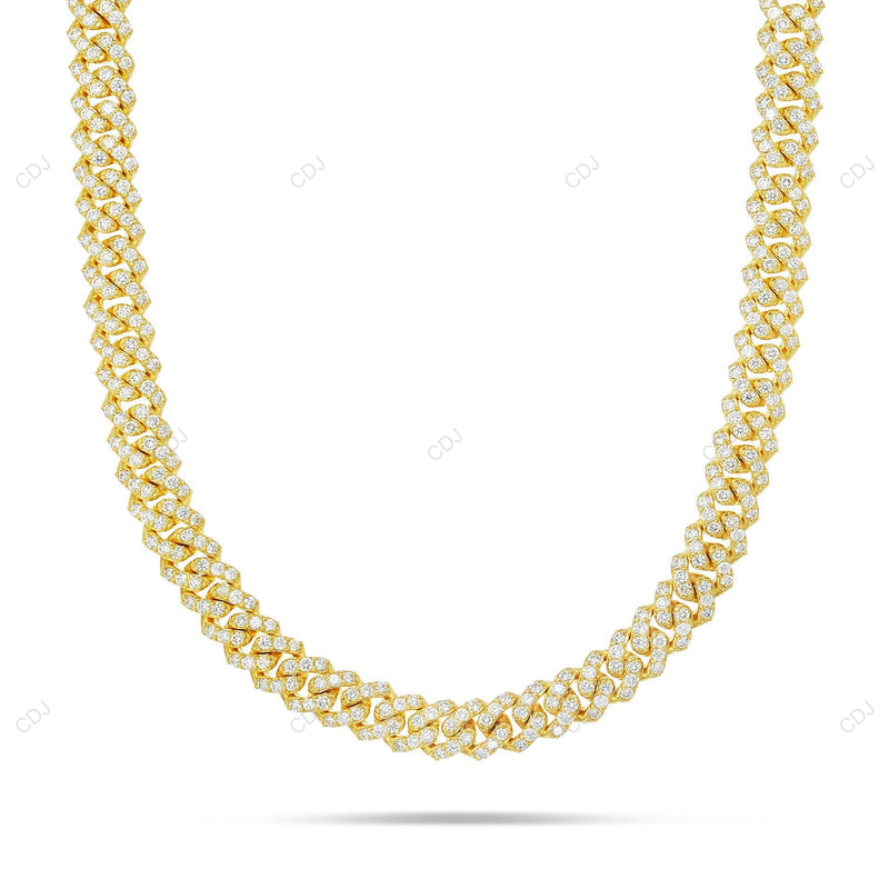 18KT Yellow Gold Plated Bubble Cuban Link Chain CustomDiamJewel