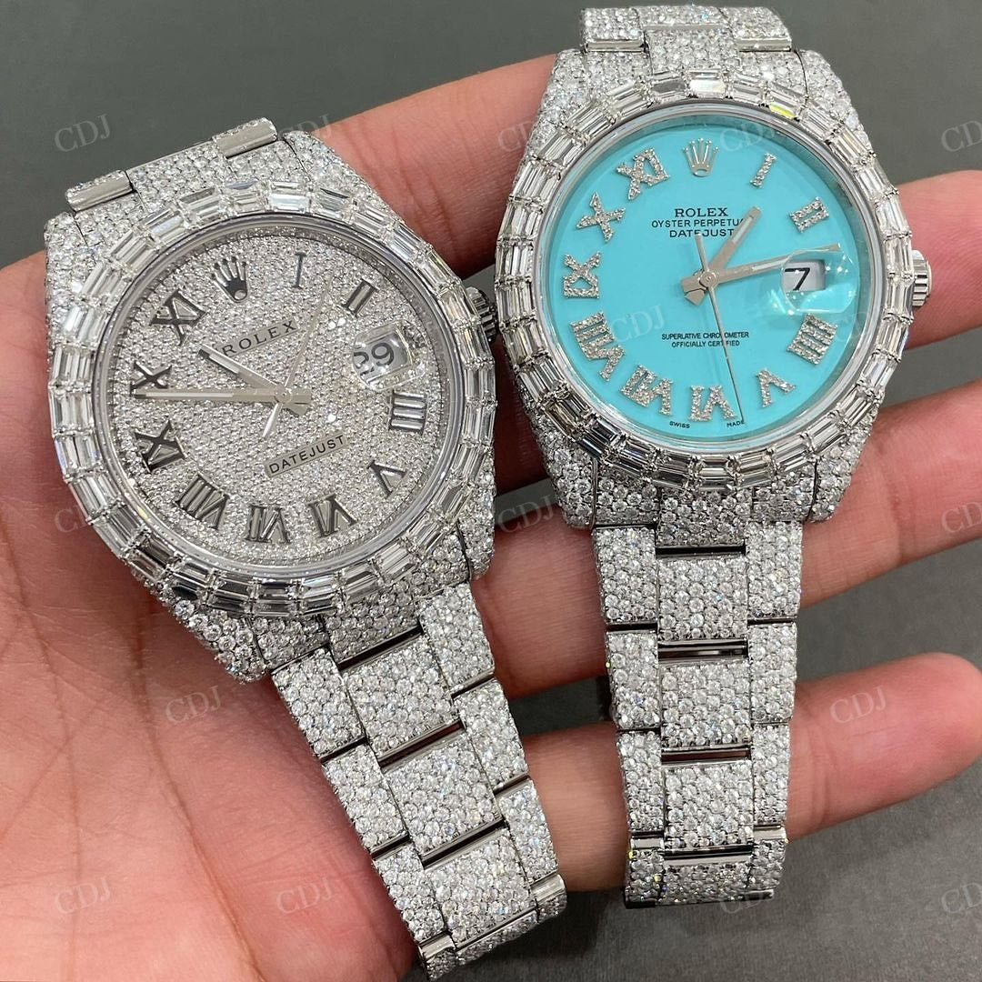 Rolex Oyster Belt Diamond Hip Hop Handmade Iced Out Wrist Watches customdiamjewel