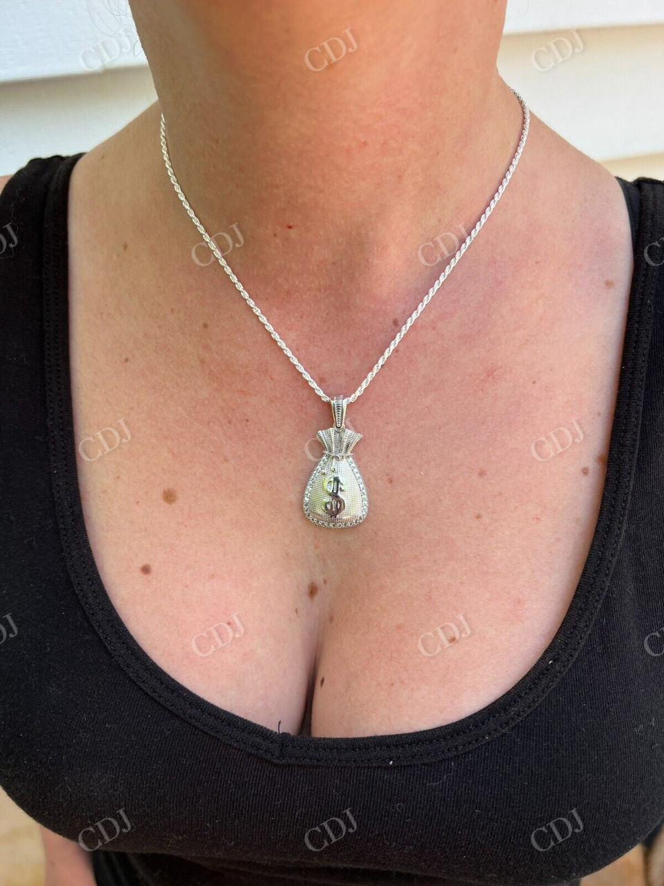 Money Bag Dollar Sign Pendant  customdiamjewel   