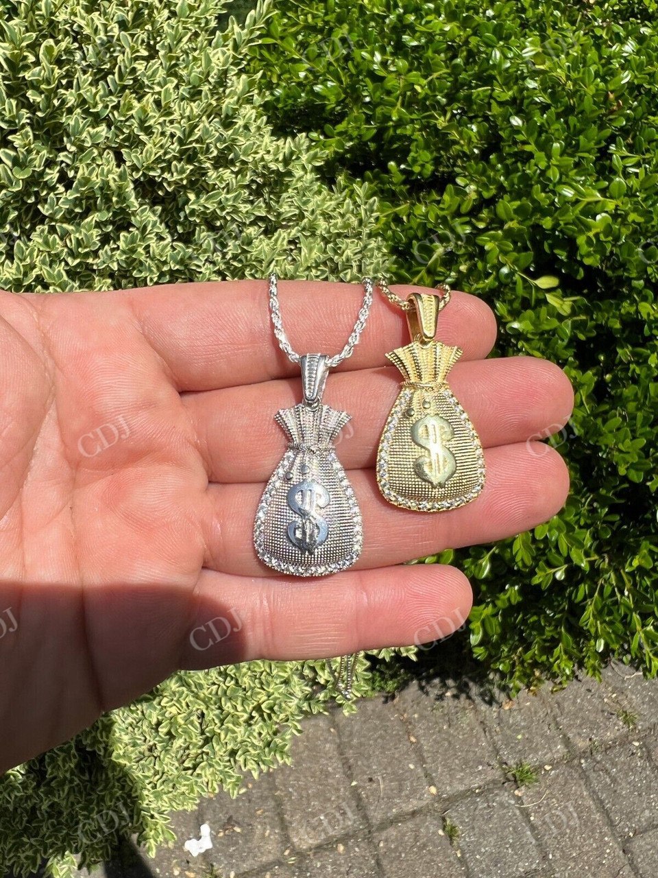 Money Bag Dollar Sign Pendant  customdiamjewel   