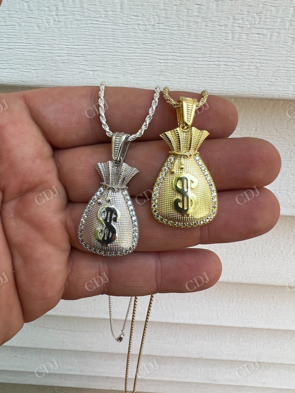 Money Bag Dollar Sign Pendant  customdiamjewel   