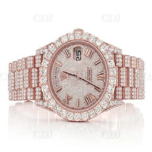 Lab Grown Diamond Watch Iced Out Custom Rose Gold Rolex customdiamjewel