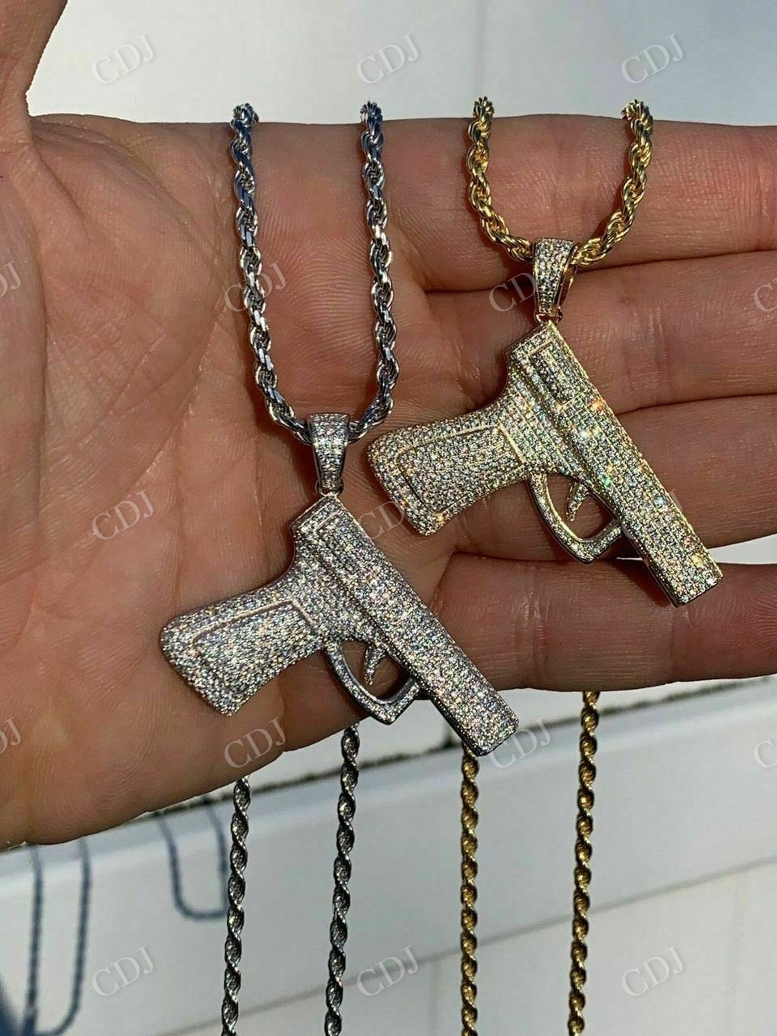Gun Pistol Diamond Hiphop Pendant  customdiamjewel   