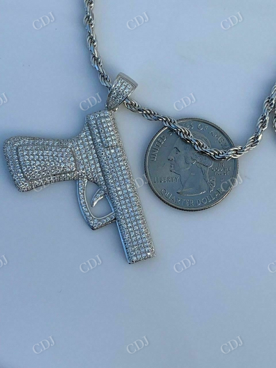 Gun Pistol Diamond Hiphop Pendant  customdiamjewel   