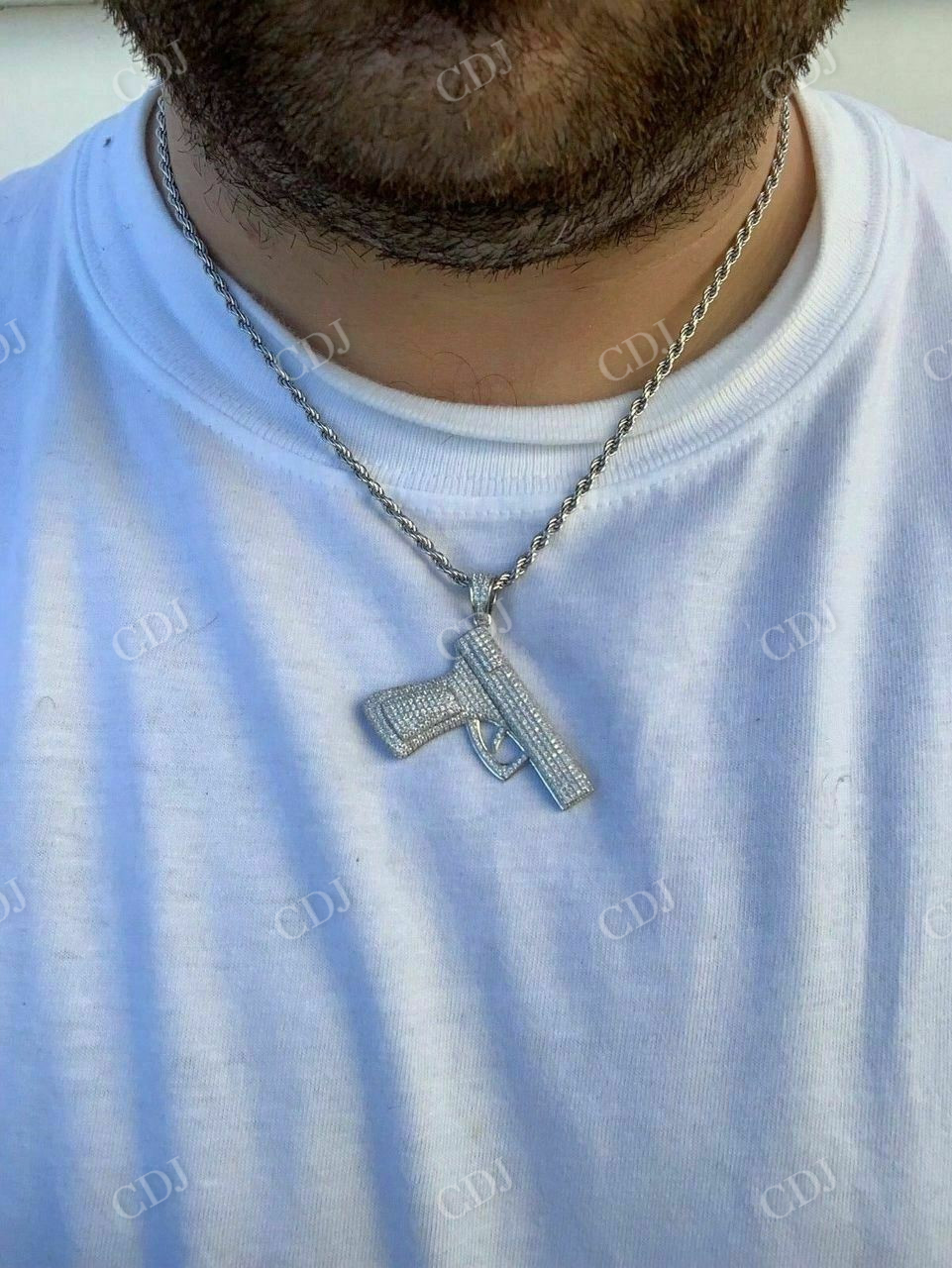 Gun Pistol Diamond Hiphop Pendant  customdiamjewel   