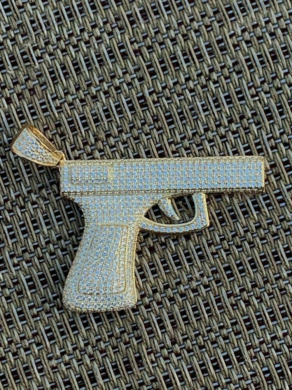 Gun Pistol Diamond Hiphop Pendant  customdiamjewel   