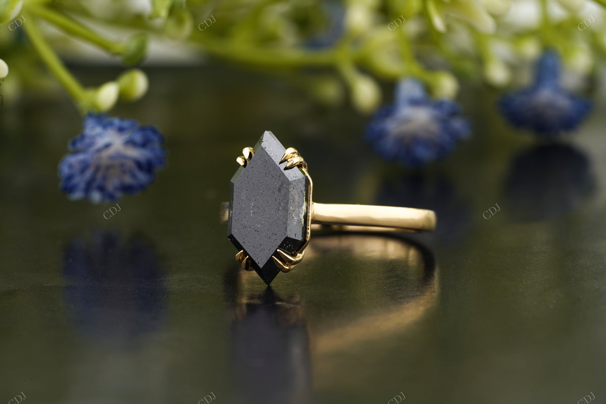 Black Geometric Hexagon Moissanite Ring