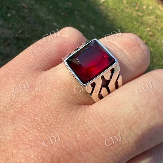 Red Ruby Sterling Silver Men Hip Hop Ring  customdiamjewel   