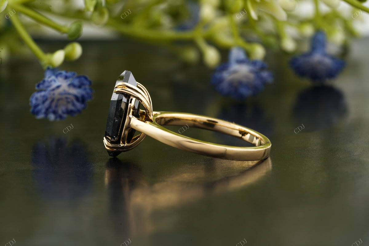 Black Geometric Hexagon Moissanite Ring