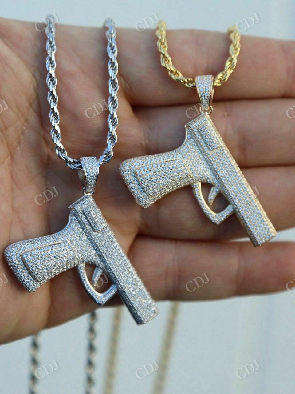 Gun Pistol Diamond Hiphop Pendant  customdiamjewel   