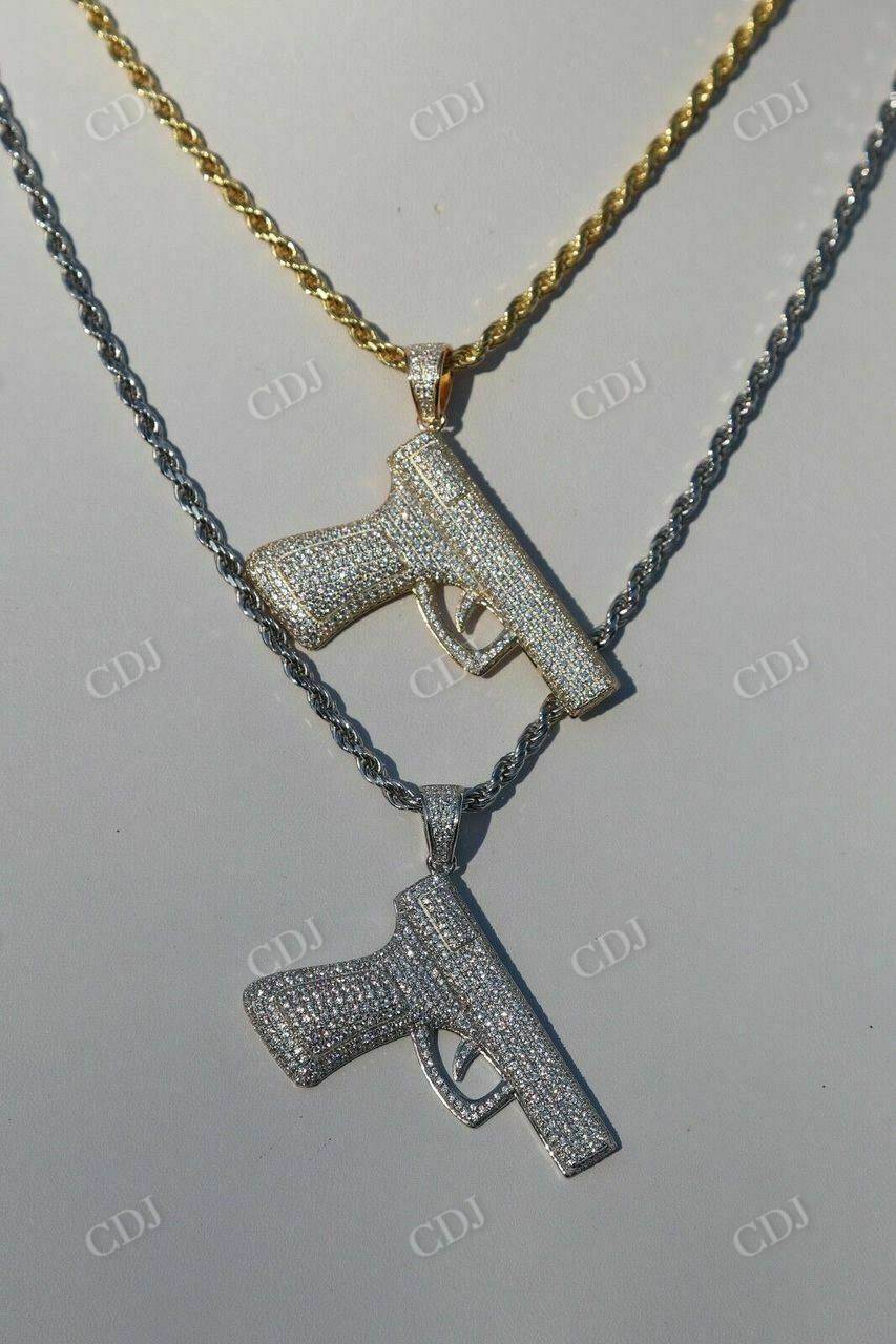 Gun Pistol Diamond Hiphop Pendant  customdiamjewel   