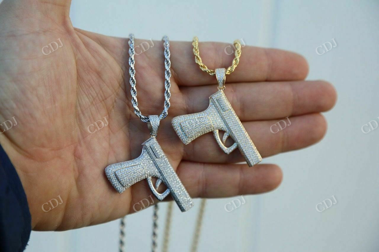 Gun Pistol Diamond Hiphop Pendant  customdiamjewel   