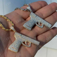 Gun Pistol Diamond Hiphop Pendant  customdiamjewel   