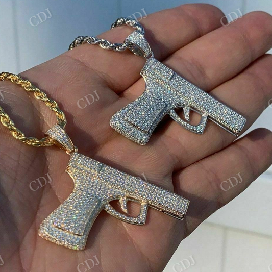 Gun Pistol Diamond Hiphop Pendant  customdiamjewel   