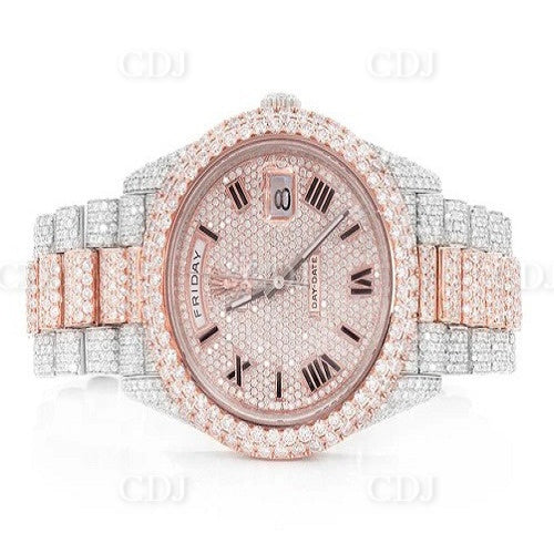 Rolex Two Tone Gold Plated Diamond Watch Moissanite Luxury Hip Hop Watch customdiamjewel