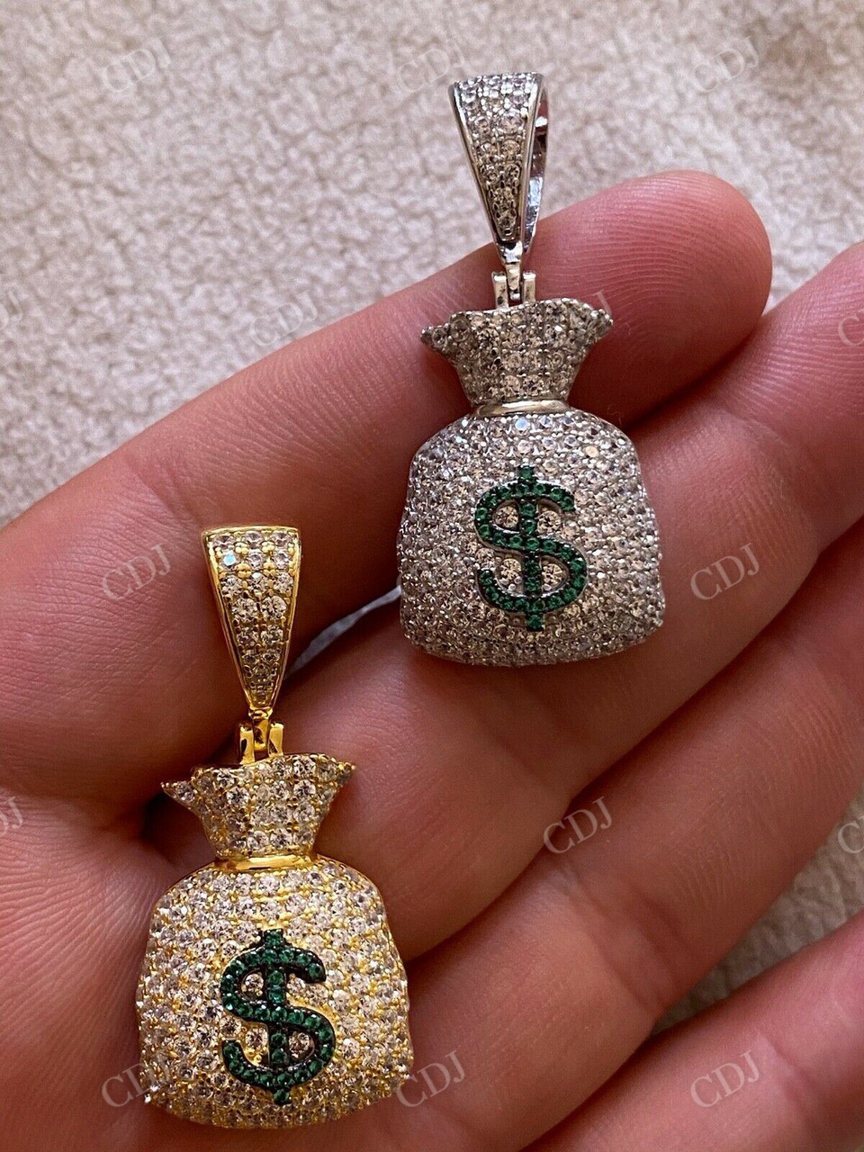Hip Hop Money Bag Emoji Pendant  customdiamjewel   