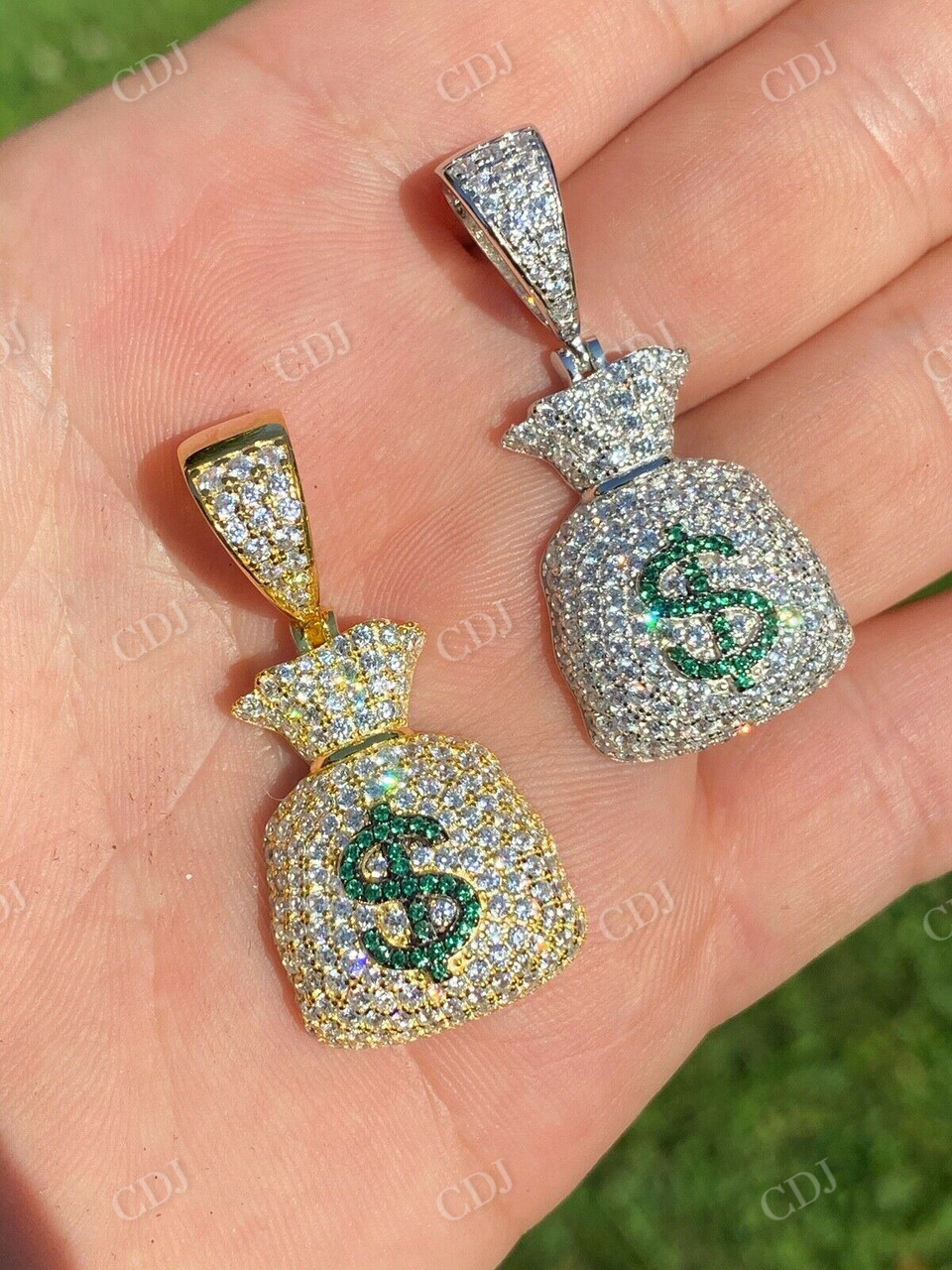 Hip Hop Money Bag Emoji Pendant  customdiamjewel   