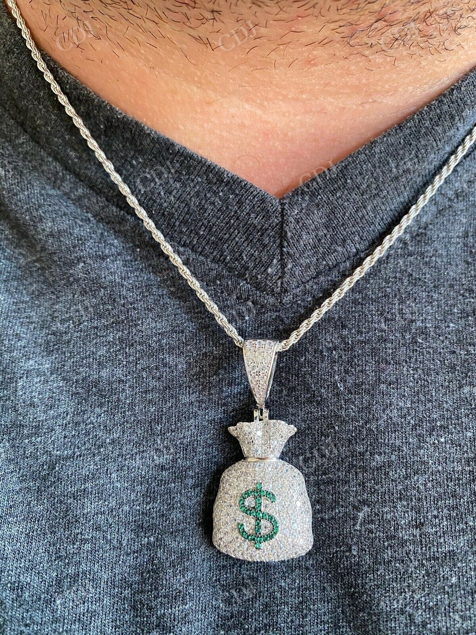 Hip Hop Money Bag Emoji Pendant  customdiamjewel   