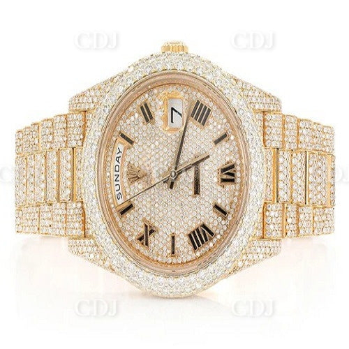 Hand Setting New Arrival Natural Diamond Watch Luxury Stainless Steel Iced Out Hip Hop Genuine Diamond Wholesale Watches For Men