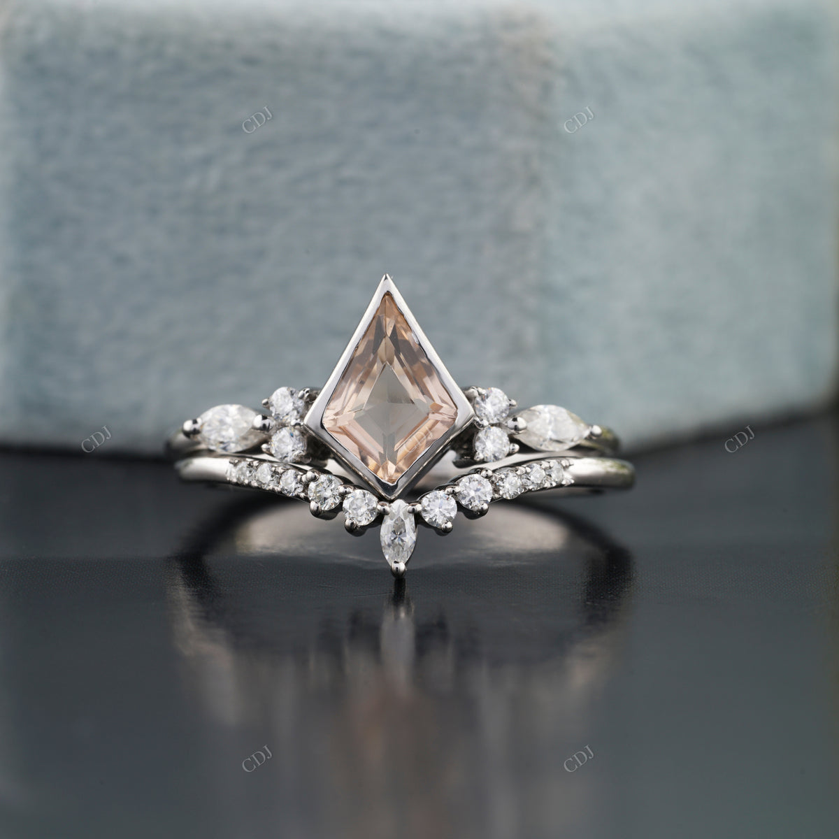 Kite Cut Moissanite Diamond Bridal Set