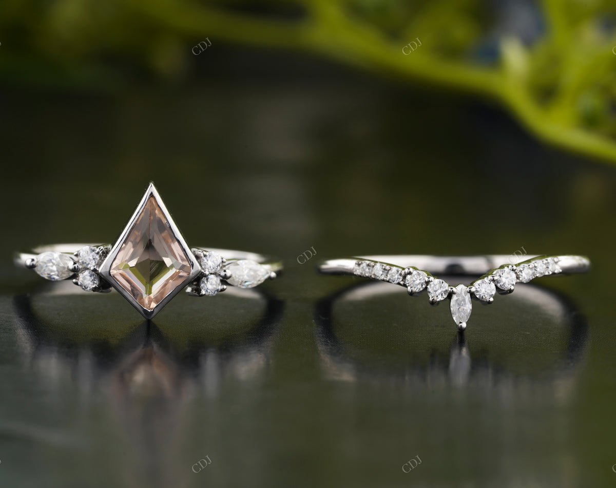 Kite Cut Moissanite Diamond Bridal Set