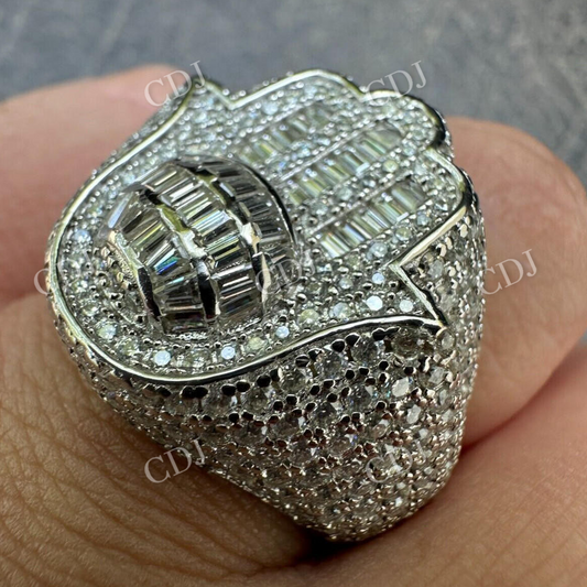 Hamsa Shaped Moissanite Hip Hop Ring  customdiamjewel   