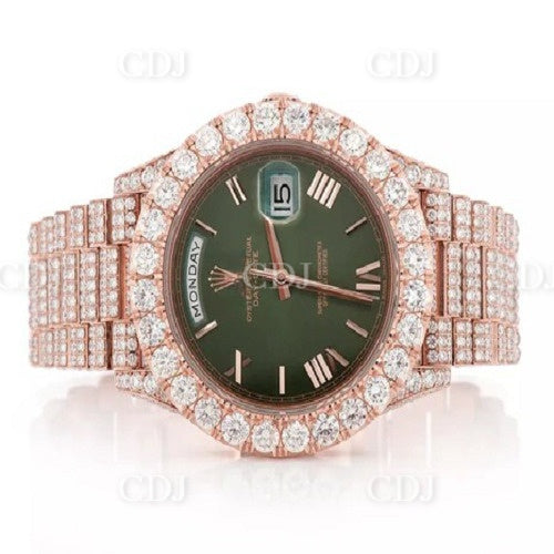 Round Stainless Steel Luxury Moissanite Diamond Iced Out Watch customdiamjewel