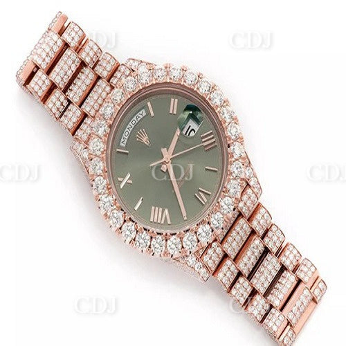 Round Stainless Steel Luxury Moissanite Diamond Iced Out Watch customdiamjewel