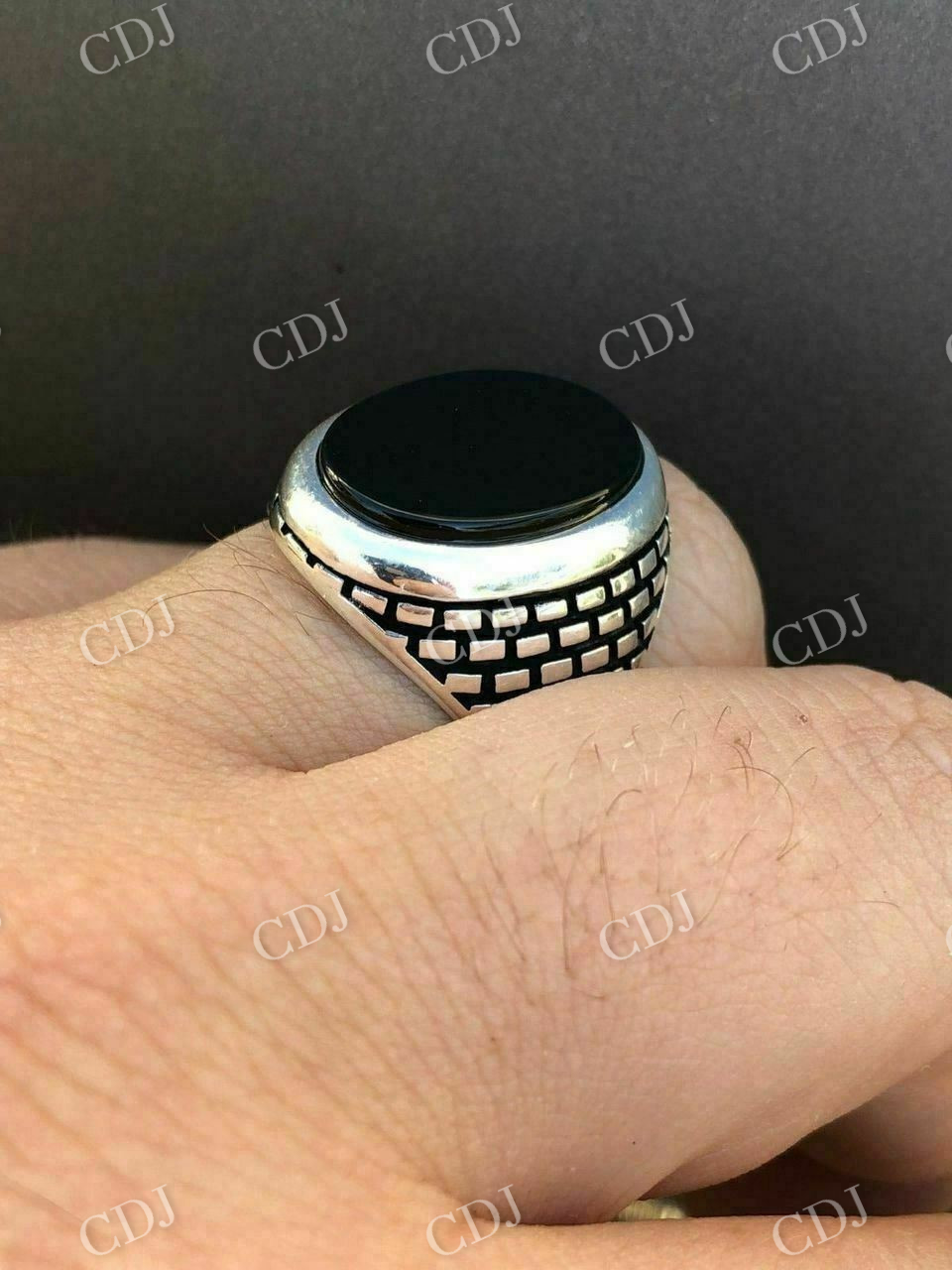 Black Onyx Moissanite Hip Hop Ring  customdiamjewel   