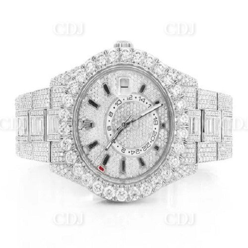 New design White Gold Rolex Sky Dweller Diamond bezel Watch customdiamjewel