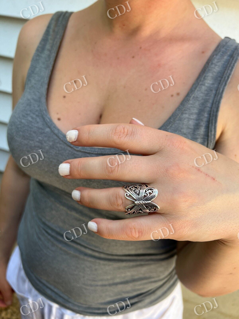 Butterfly Shaped Sterling Silver Hip Hop Ring  customdiamjewel   