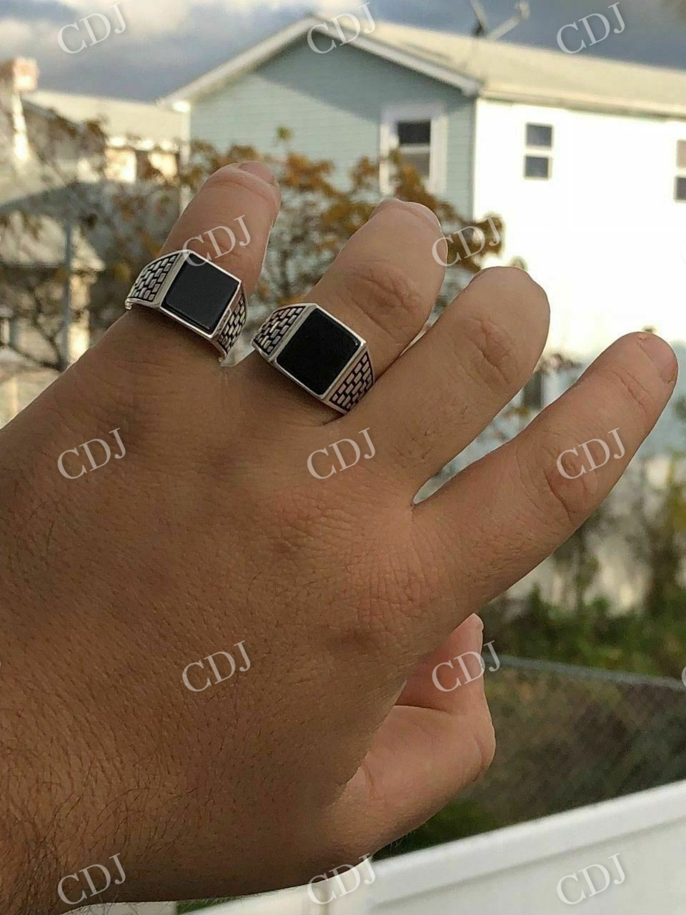 Square Shaped Black Onyx Hip Hop Ring  customdiamjewel   