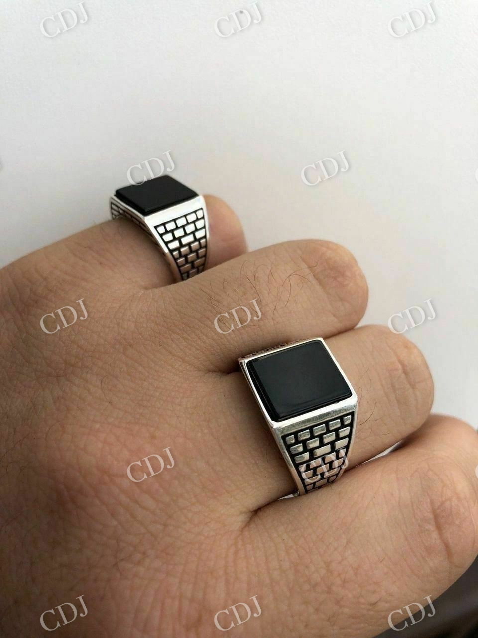 Square Shaped Black Onyx Hip Hop Ring  customdiamjewel   