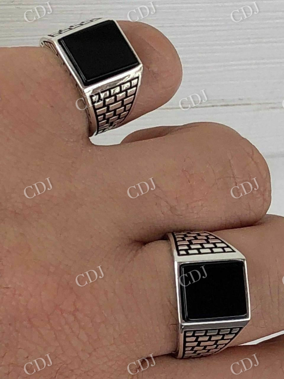 Square Shaped Black Onyx Hip Hop Ring  customdiamjewel   