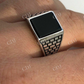 Square Shaped Black Onyx Hip Hop Ring  customdiamjewel   
