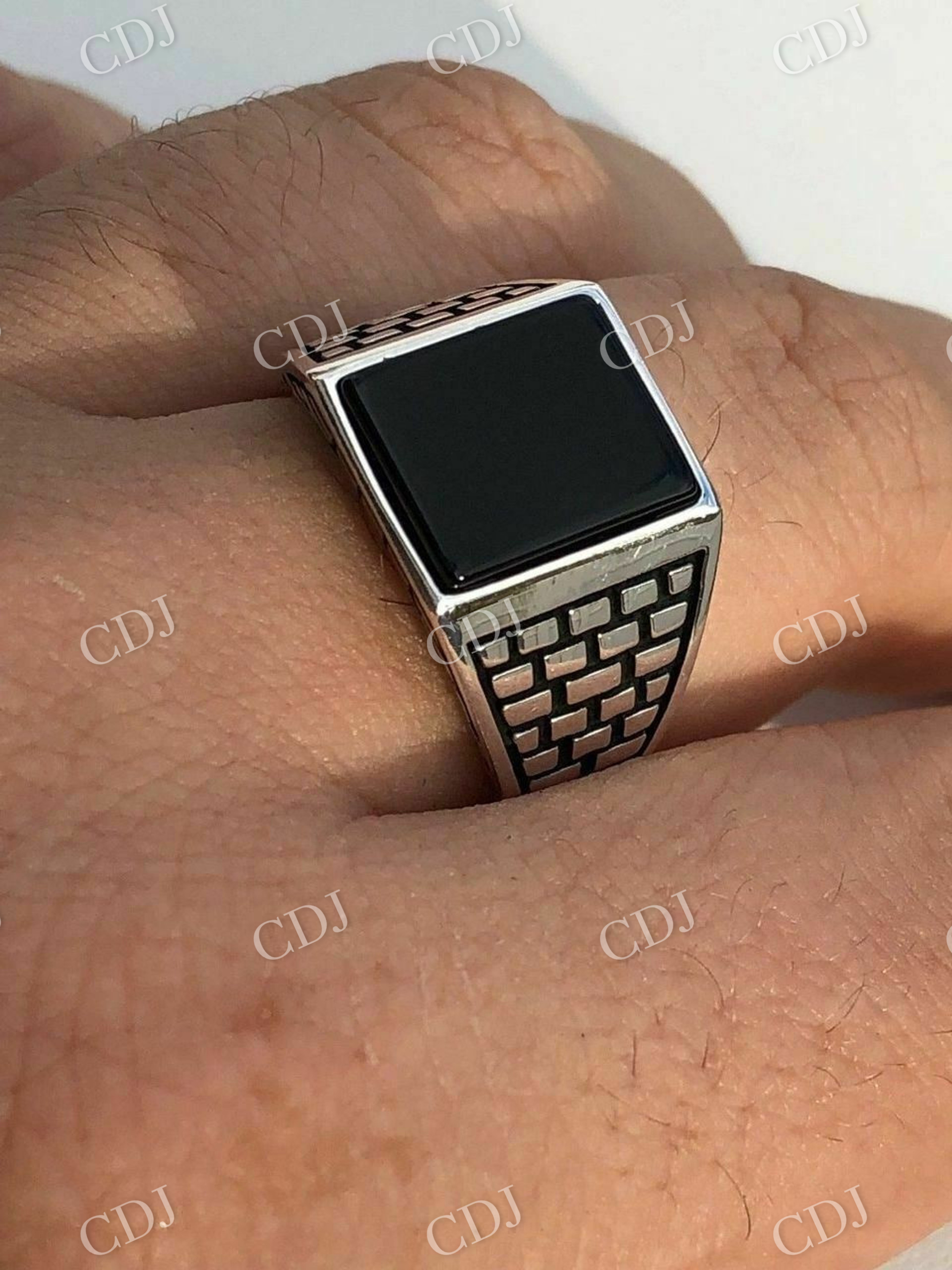 Square Shaped Black Onyx Hip Hop Ring  customdiamjewel   