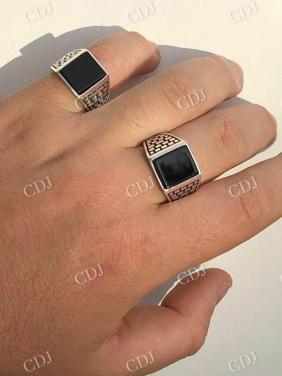Square Shaped Black Onyx Hip Hop Ring  customdiamjewel   