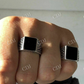 Square Shaped Black Onyx Hip Hop Ring  customdiamjewel   