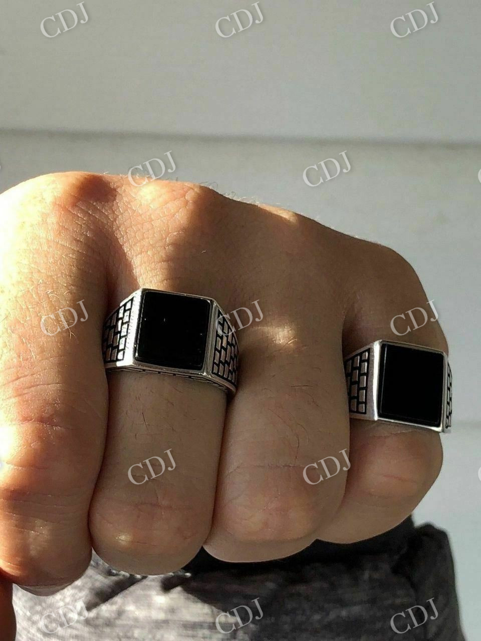 Square Shaped Black Onyx Hip Hop Ring  customdiamjewel   