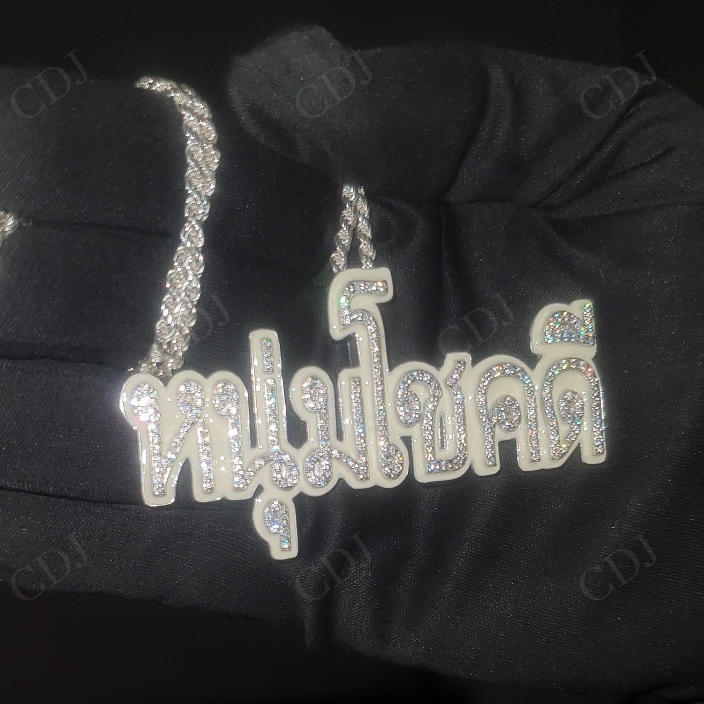 Moissanite Thai Language Sterling Silver Pendant hip hop jewelry customdiamjewel   
