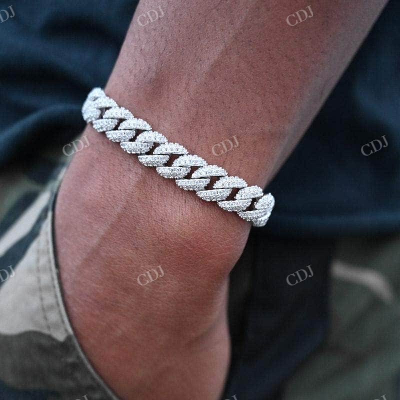 10MM Diamond White Gold Cuban Link Bracelet For Men  customdiamjewel   