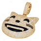 1.6 Inch Silver Moissanite Smiling Cat Emoji Pendant CustomDiamJewel