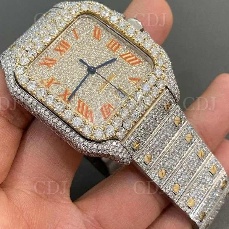 41mm Cartier Santos VVS Moissanite Diamond Wrist Watch customdiamjewel
