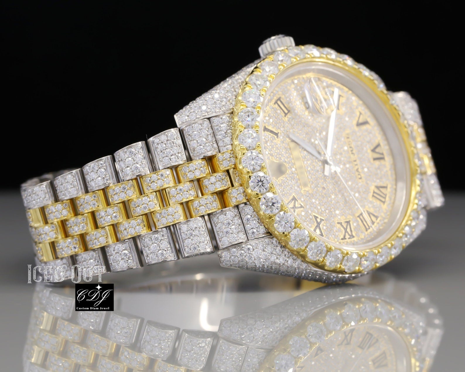VVS Moissanite Bust Down Wrist Watch customdiamjewel