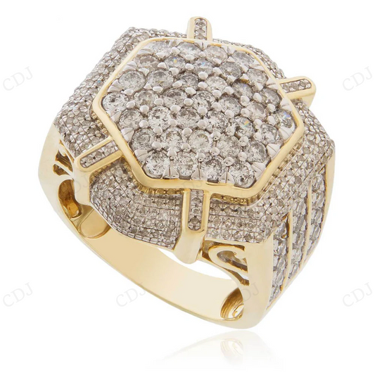 10K Yellow Gold Iced Out Hip Hop Ring For Men hip hop jewelry CustomDiamJewel