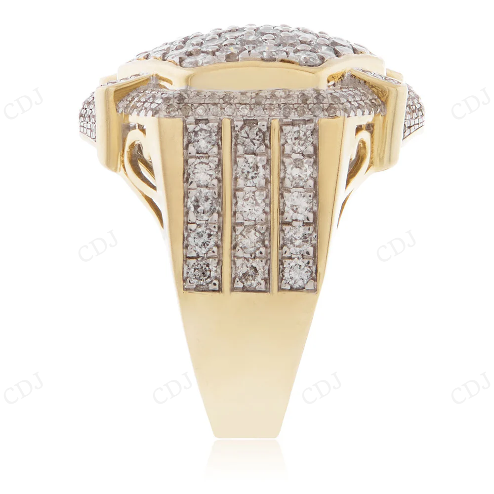 10K Yellow Gold Iced Out Hip Hop Ring For Men hip hop jewelry CustomDiamJewel