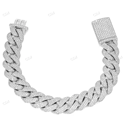 925 Silver Moissanite Cuban Bracelet For Her hip hop jewelry CustomDiamJewel