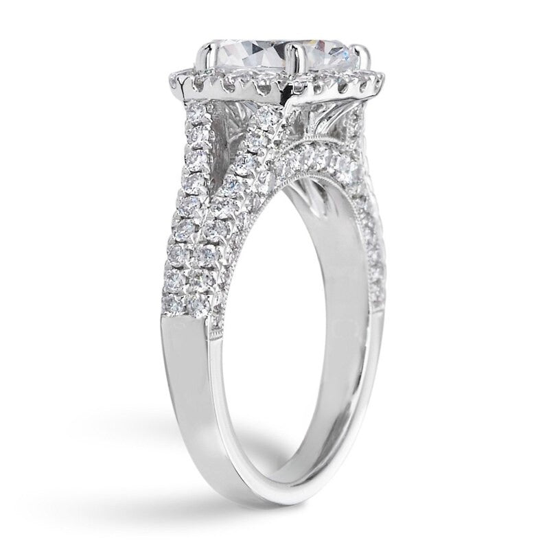 Cushion Cut Halo Eternity  Moissanite Engagement Ring  customdiamjewel   