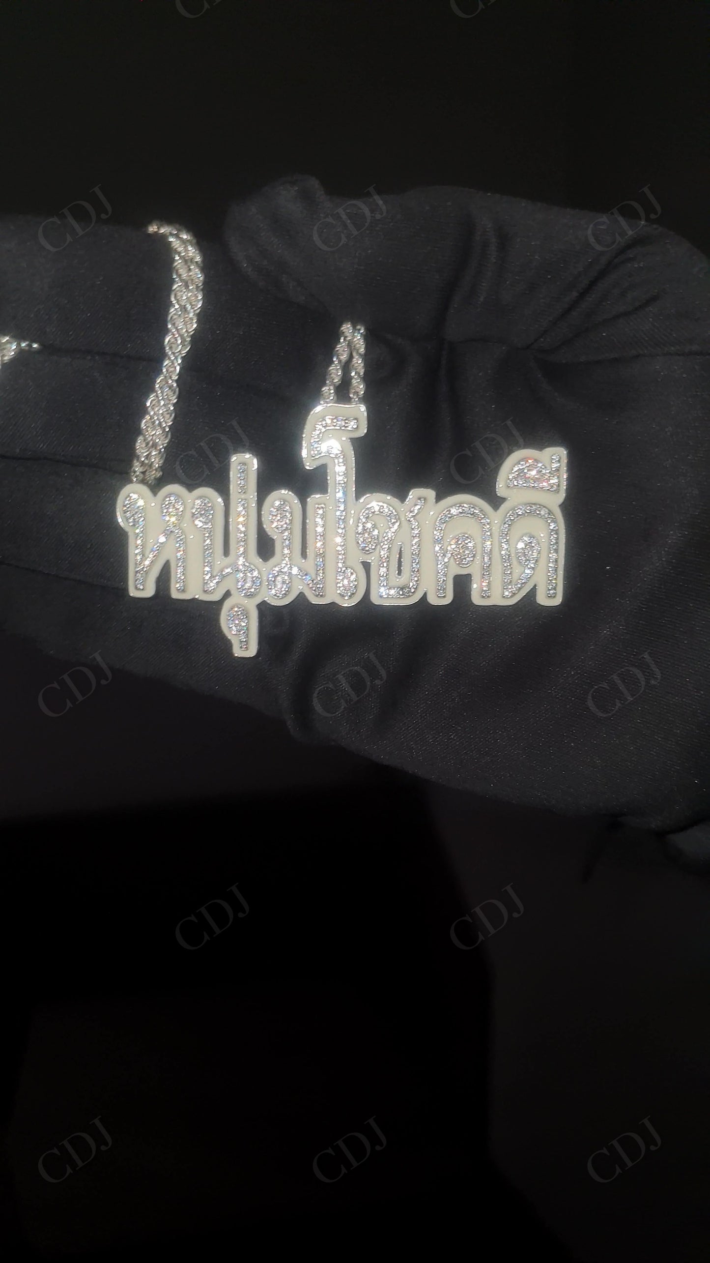 Moissanite Thai Language Sterling Silver Pendant